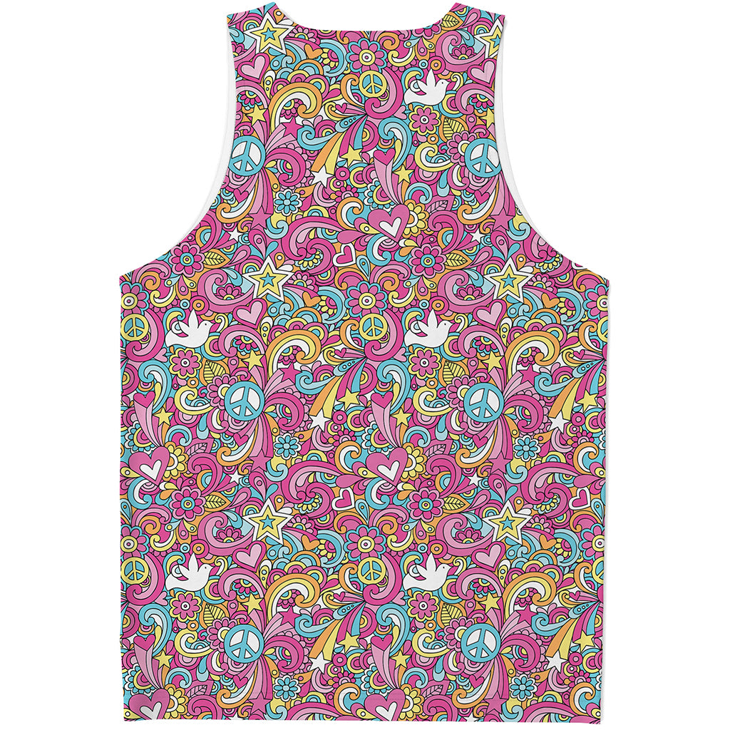 Groovy Girly Peace Pattern Print Men's Tank Top