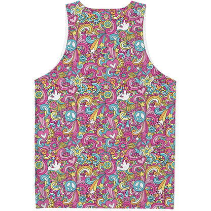Groovy Girly Peace Pattern Print Men's Tank Top
