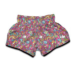 Groovy Girly Peace Pattern Print Muay Thai Boxing Shorts