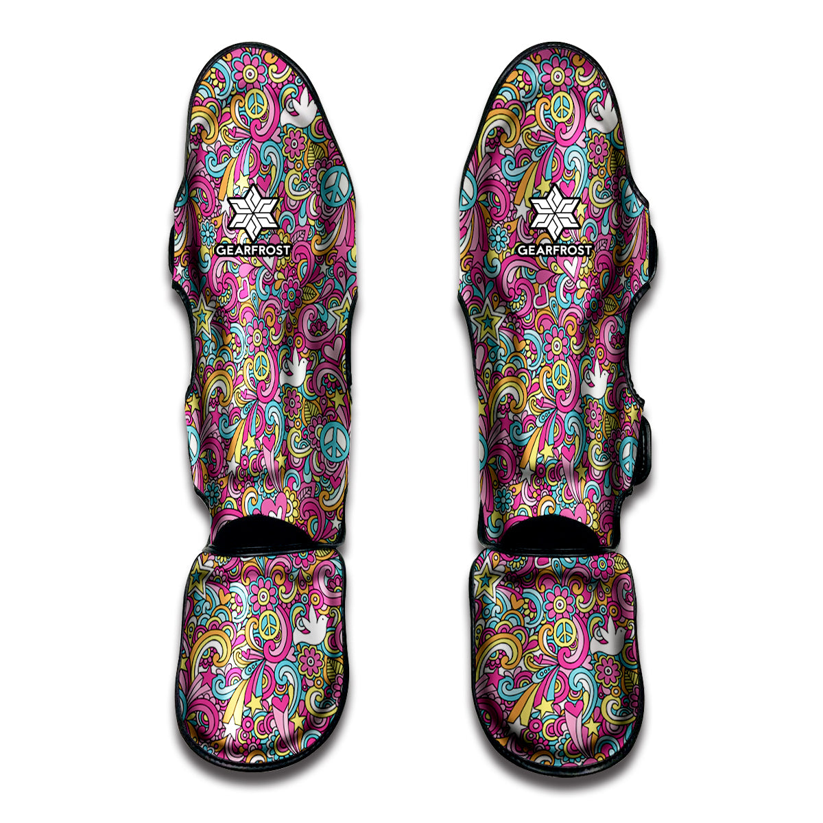 Groovy Girly Peace Pattern Print Muay Thai Shin Guard