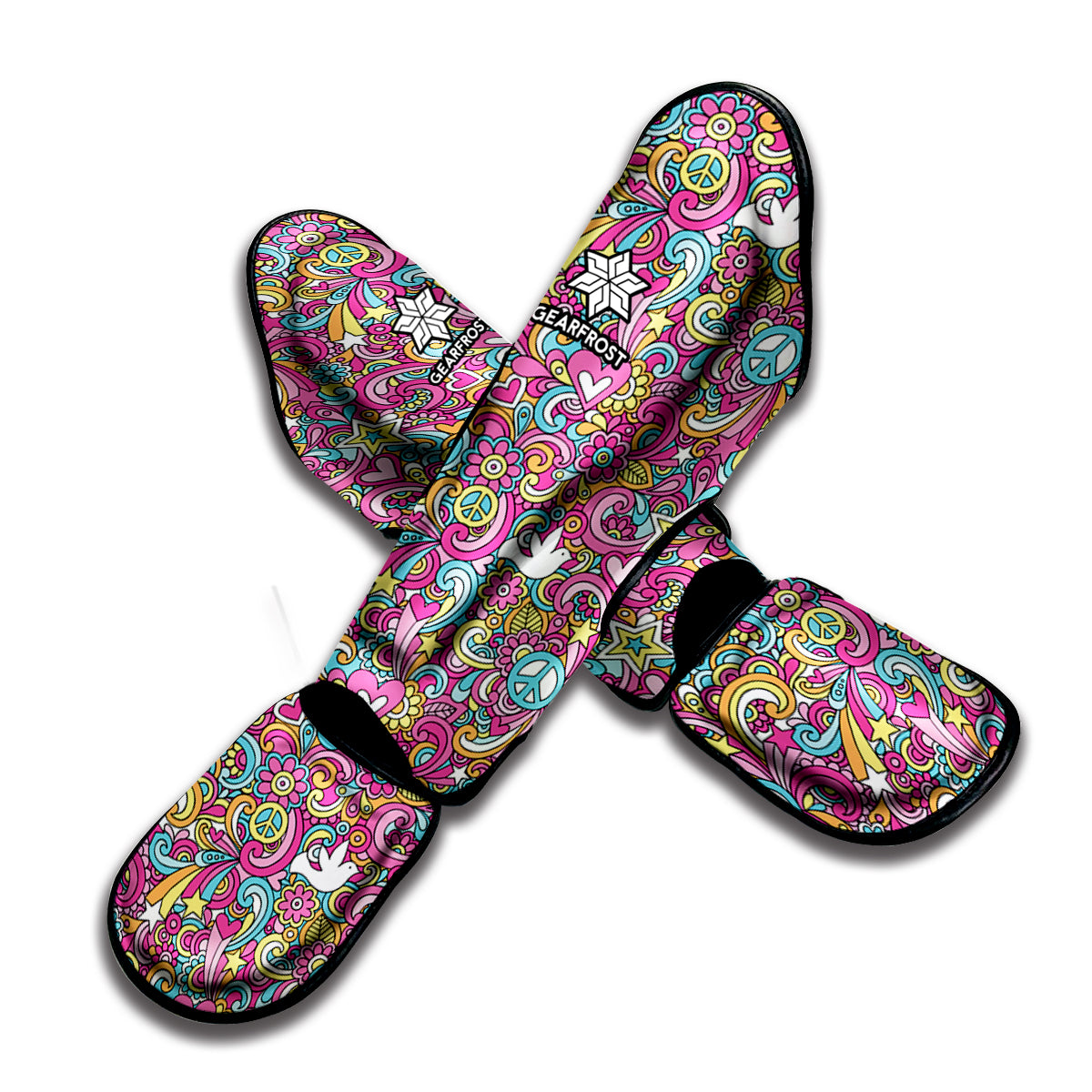 Groovy Girly Peace Pattern Print Muay Thai Shin Guard