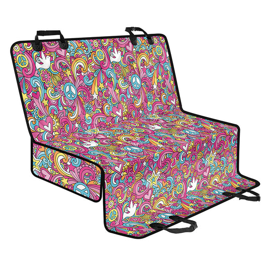 Groovy Girly Peace Pattern Print Pet Car Back Seat Cover