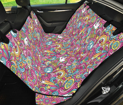 Groovy Girly Peace Pattern Print Pet Car Back Seat Cover