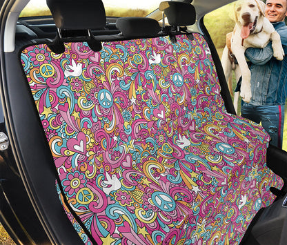 Groovy Girly Peace Pattern Print Pet Car Back Seat Cover