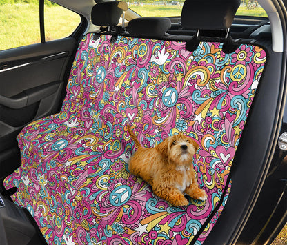 Groovy Girly Peace Pattern Print Pet Car Back Seat Cover