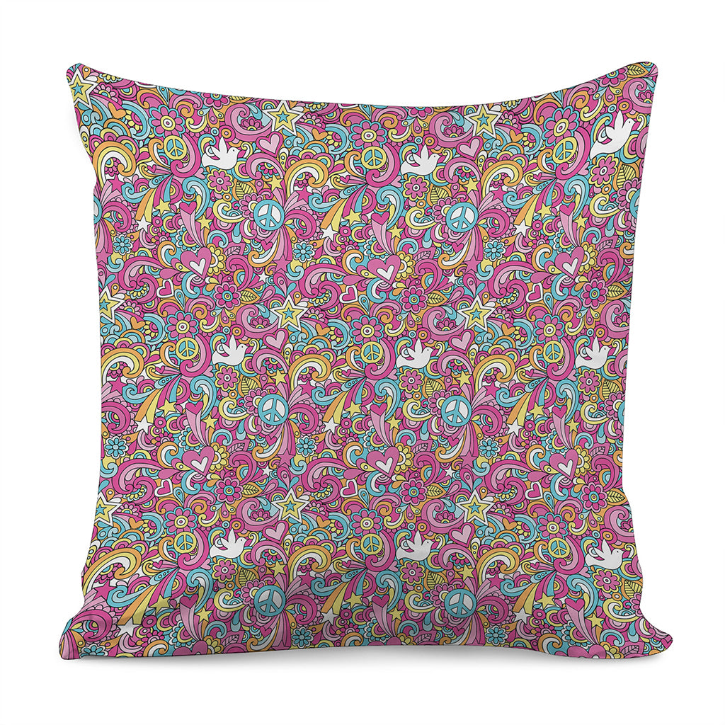 Groovy Girly Peace Pattern Print Pillow Cover