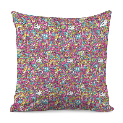 Groovy Girly Peace Pattern Print Pillow Cover