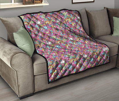 Groovy Girly Peace Pattern Print Quilt