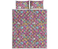 Groovy Girly Peace Pattern Print Quilt Bed Set