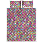 Groovy Girly Peace Pattern Print Quilt Bed Set