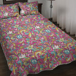 Groovy Girly Peace Pattern Print Quilt Bed Set