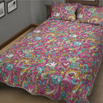 Groovy Girly Peace Pattern Print Quilt Bed Set