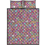 Groovy Girly Peace Pattern Print Quilt Bed Set