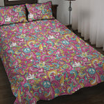 Groovy Girly Peace Pattern Print Quilt Bed Set