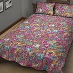 Groovy Girly Peace Pattern Print Quilt Bed Set