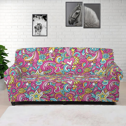 Groovy Girly Peace Pattern Print Sofa Cover