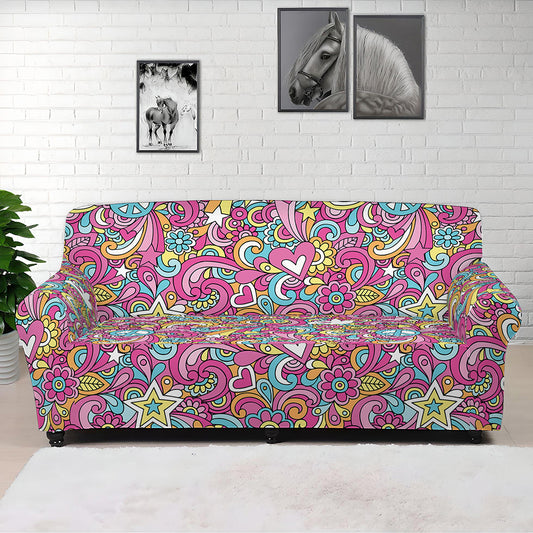 Groovy Girly Peace Pattern Print Sofa Cover