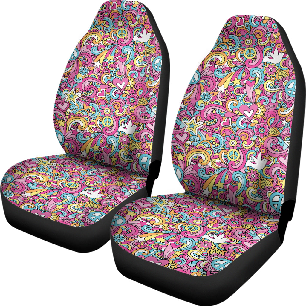 Groovy Girly Peace Pattern Print Universal Fit Car Seat Covers