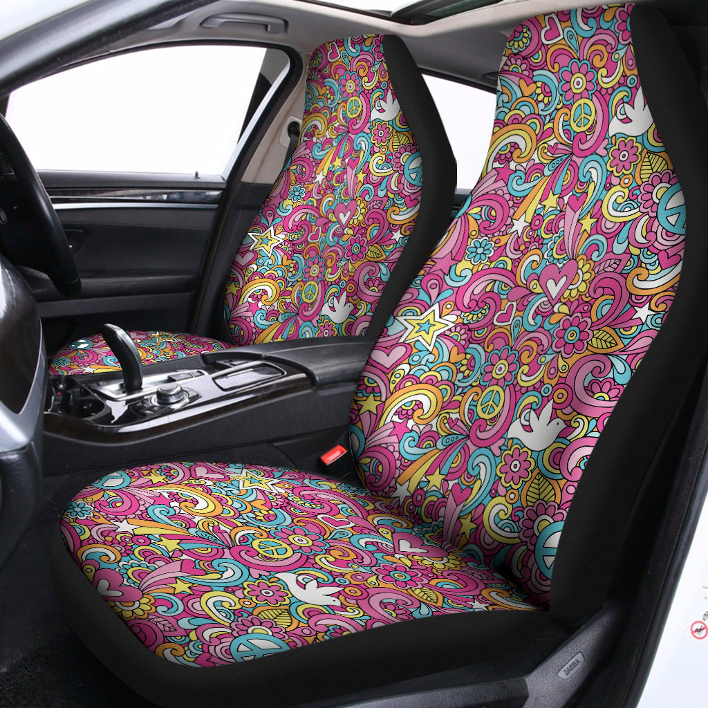 Groovy Girly Peace Pattern Print Universal Fit Car Seat Covers