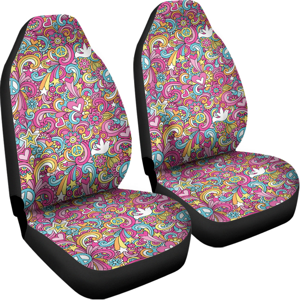 Groovy Girly Peace Pattern Print Universal Fit Car Seat Covers