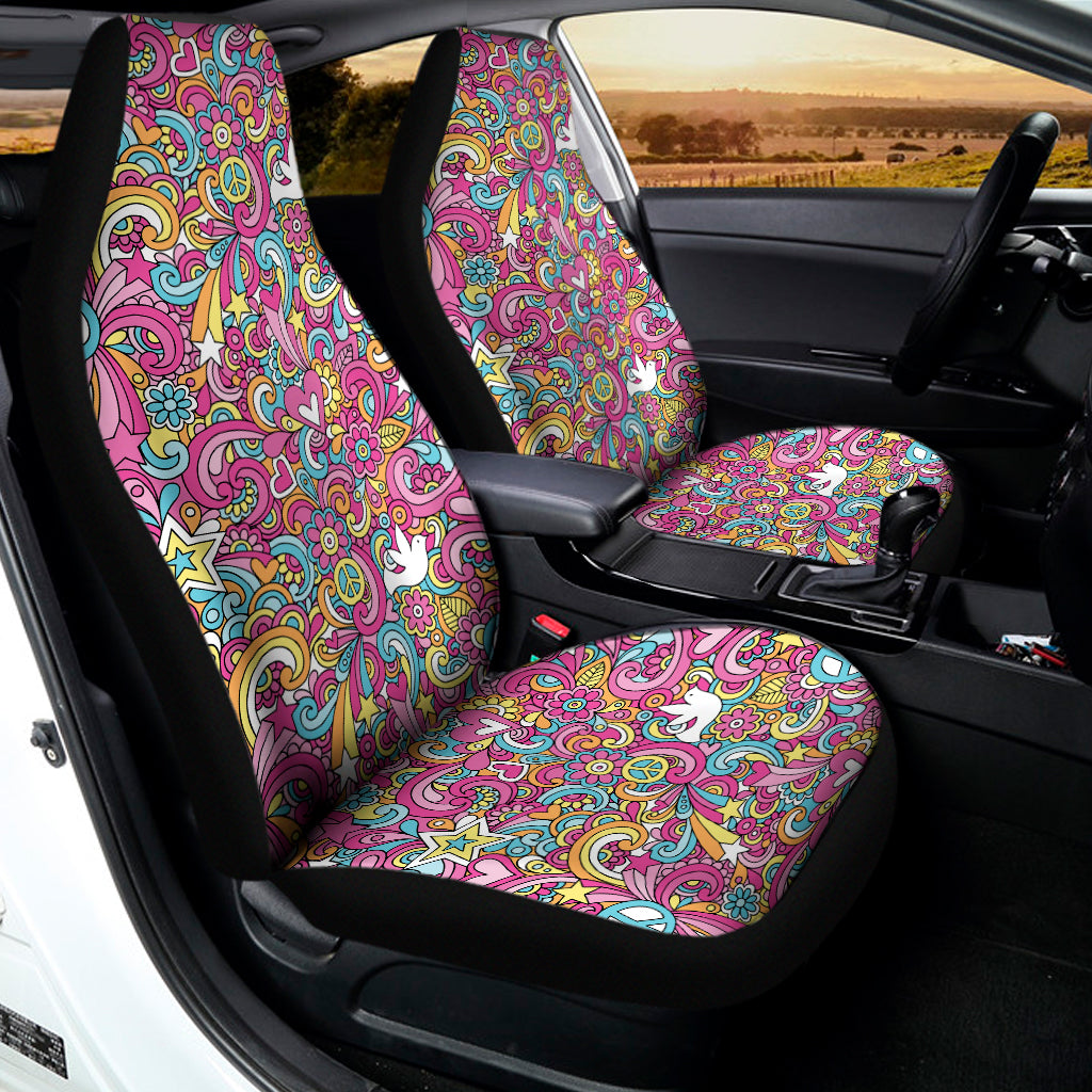 Groovy Girly Peace Pattern Print Universal Fit Car Seat Covers