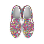 Groovy Girly Peace Pattern Print White Slip On Shoes