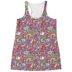 Groovy Girly Peace Pattern Print Women's Racerback Tank Top