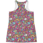 Groovy Girly Peace Pattern Print Women's Racerback Tank Top
