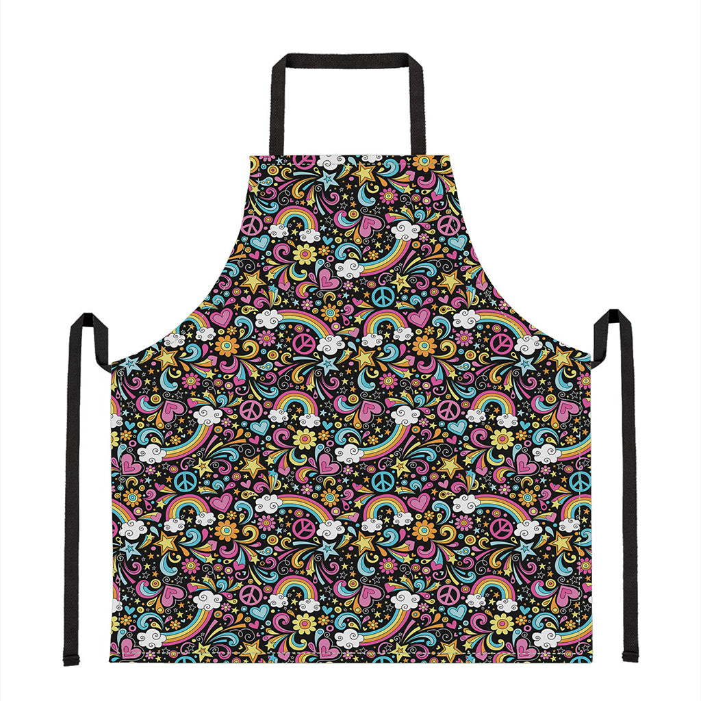 Groovy Hippie Peace Pattern Print Apron