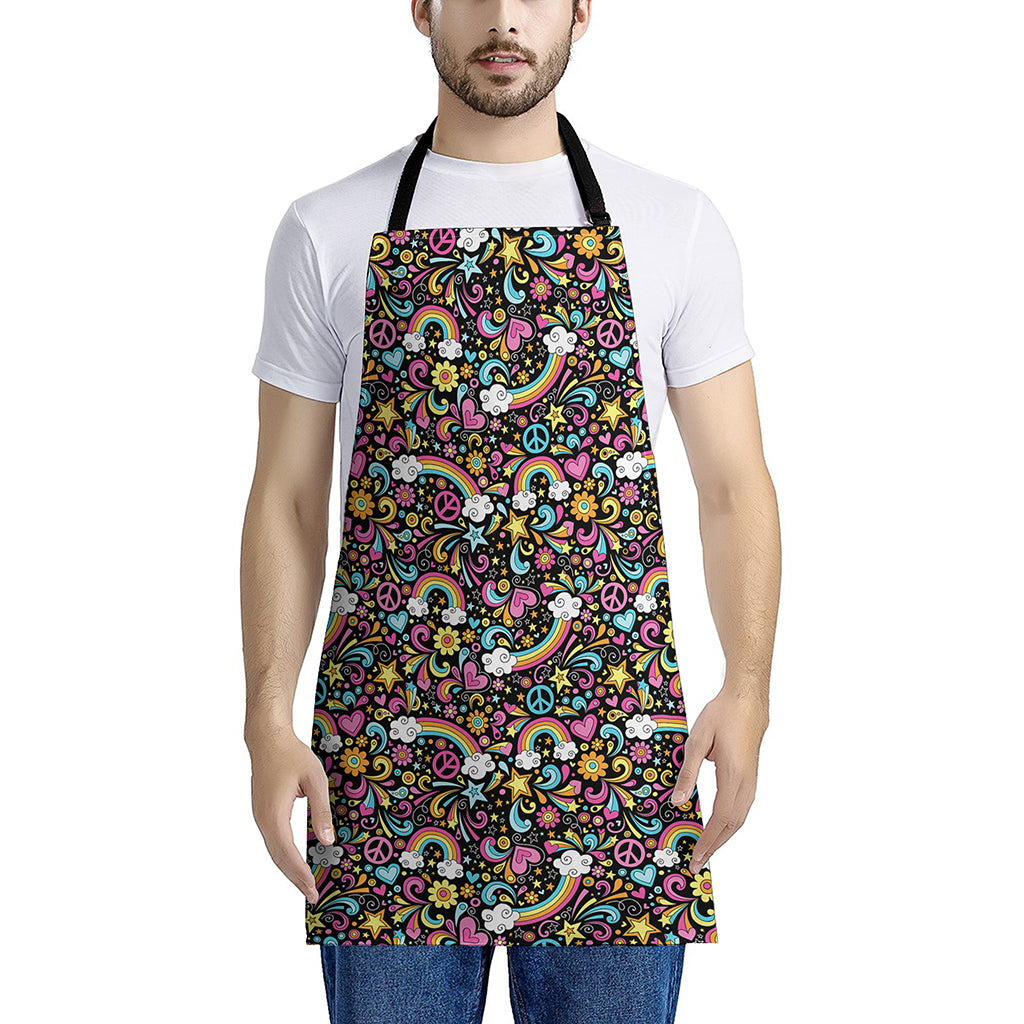 Groovy Hippie Peace Pattern Print Apron