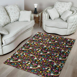 Groovy Hippie Peace Pattern Print Area Rug