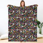 Groovy Hippie Peace Pattern Print Blanket