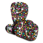 Groovy Hippie Peace Pattern Print Boxing Gloves