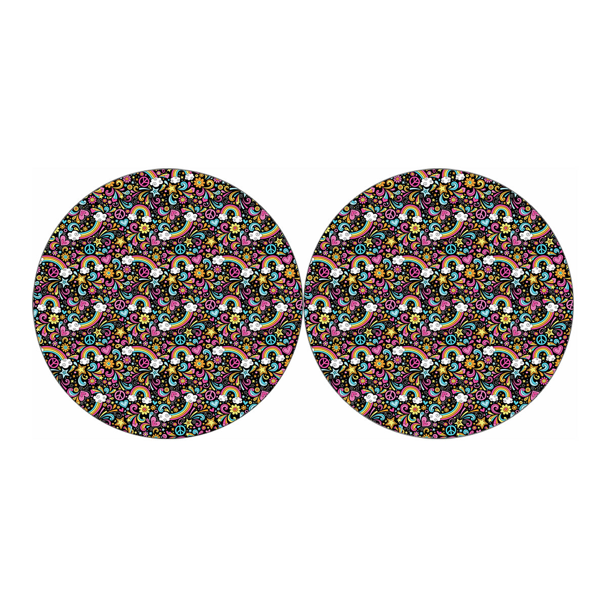 Groovy Hippie Peace Pattern Print Car Coasters