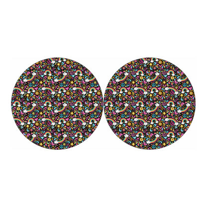 Groovy Hippie Peace Pattern Print Car Coasters