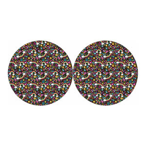 Groovy Hippie Peace Pattern Print Car Coasters