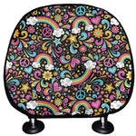 Groovy Hippie Peace Pattern Print Car Headrest Covers