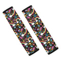 Groovy Hippie Peace Pattern Print Car Seat Belt Covers