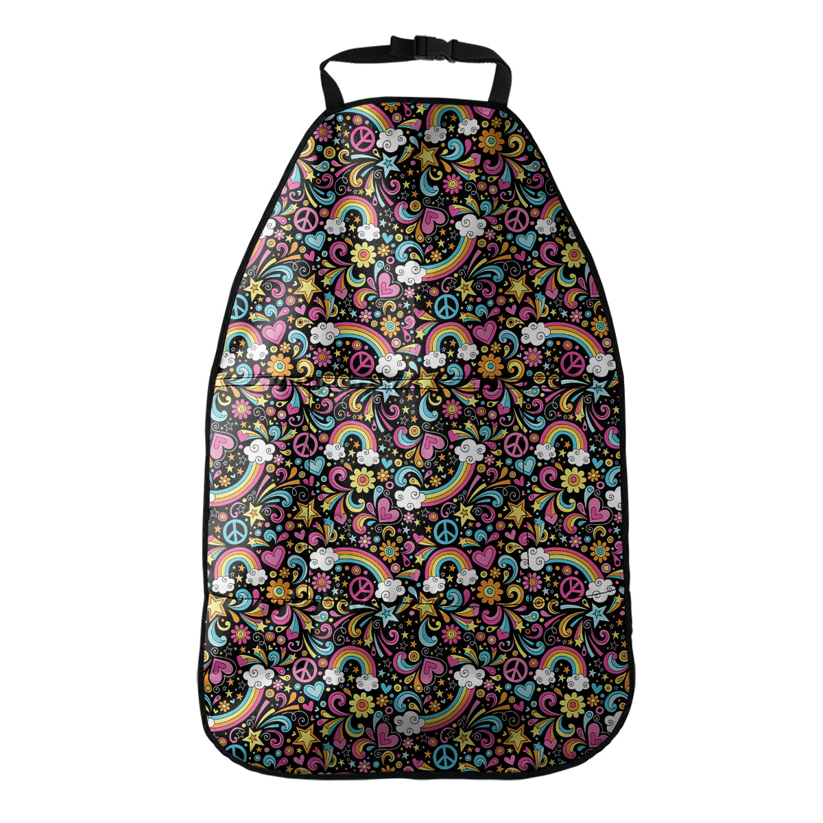 Groovy Hippie Peace Pattern Print Car Seat Organizers