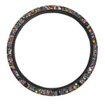 Groovy Hippie Peace Pattern Print Car Steering Wheel Cover