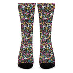 Groovy Hippie Peace Pattern Print Crew Socks