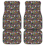 Groovy Hippie Peace Pattern Print Front and Back Car Floor Mats