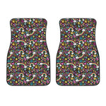 Groovy Hippie Peace Pattern Print Front Car Floor Mats