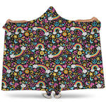 Groovy Hippie Peace Pattern Print Hooded Blanket