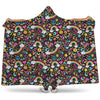 Groovy Hippie Peace Pattern Print Hooded Blanket