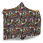 Groovy Hippie Peace Pattern Print Hooded Blanket