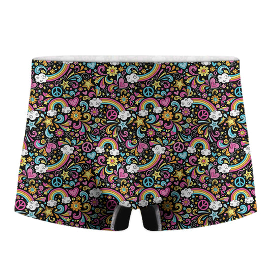 Groovy Hippie Peace Pattern Print Men's Boxer Briefs