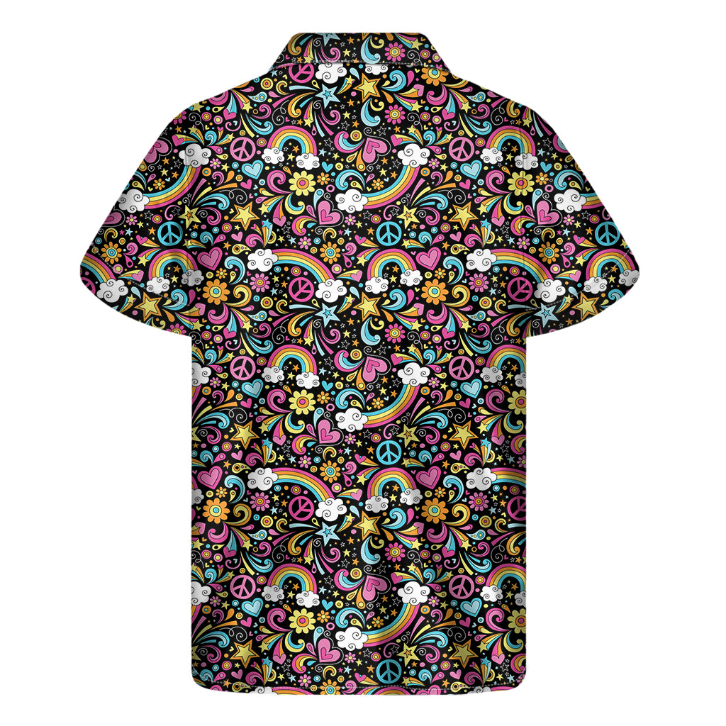 Groovy Hippie Peace Pattern Print Men's Short Sleeve Shirt