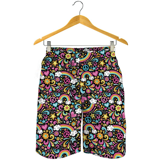 Groovy Hippie Peace Pattern Print Men's Shorts