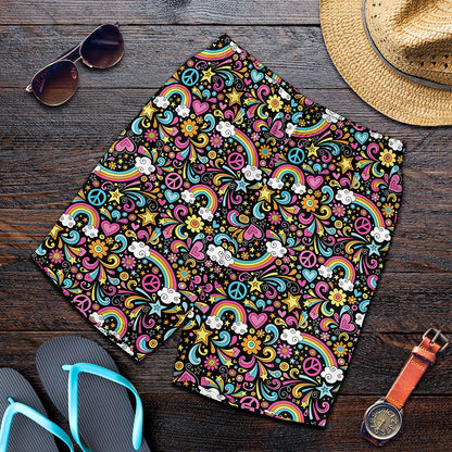 Groovy Hippie Peace Pattern Print Men's Shorts